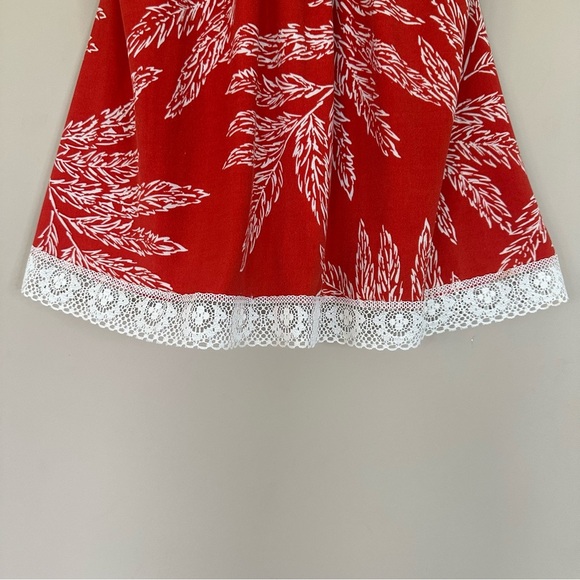 Y2K Babydoll Tank Top Women M Red White Floral Lace Floral 1990s V-neck Vintage - Picture 3 of 7